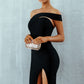 Solid Color Tight Slit Dress