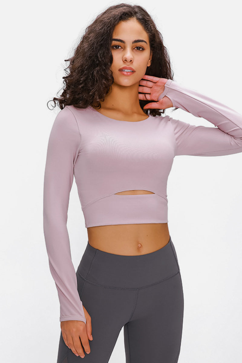 Long Sleeve Cropped Top With Sports Strap