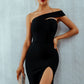 Solid Color Tight Slit Dress