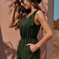 Tie Sleeve Buttons Pocketed Romper