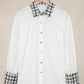 Plaid Trim Button Down Collared Shirt