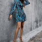 Printed Long Sleeve Mock Neck Mini Dress