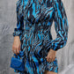 Printed Long Sleeve Mock Neck Mini Dress