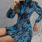 Printed Long Sleeve Mock Neck Mini Dress