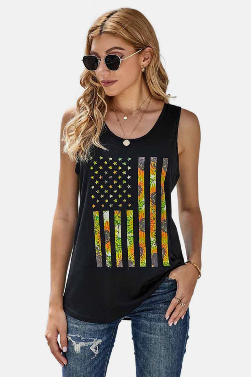 Sunflowers American Flag Tank