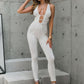 Crisscross Back Deep V Jumpsuit