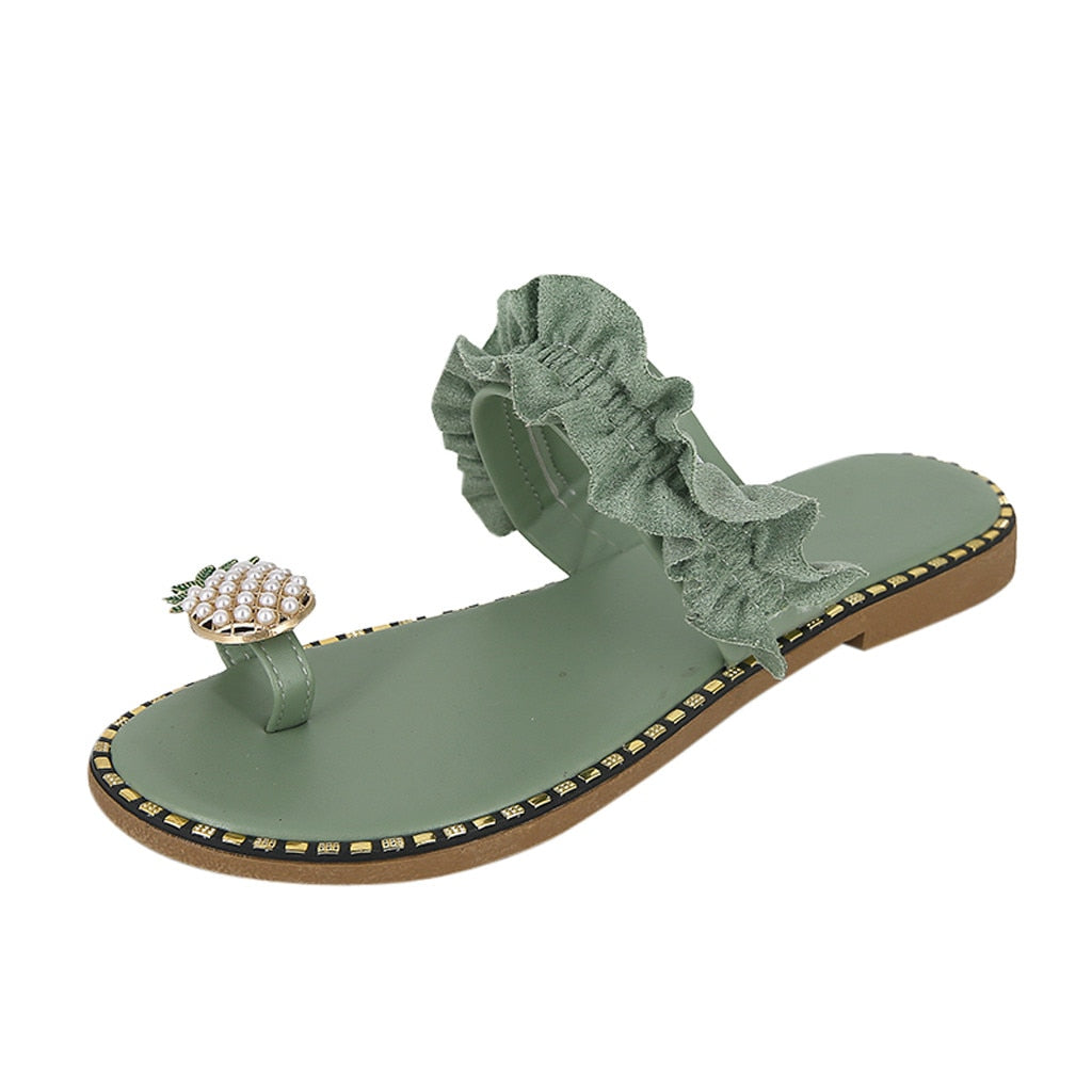 Pineapple Pearl Flat Toe Bohemian Casual Beach Sandals