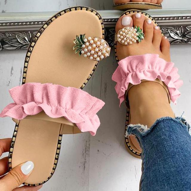 Pineapple Pearl Flat Toe Bohemian Casual Beach Sandals