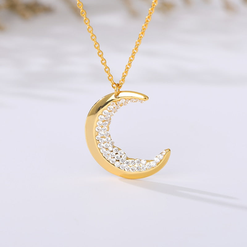 Crescent Moon Crystal Stones Necklace