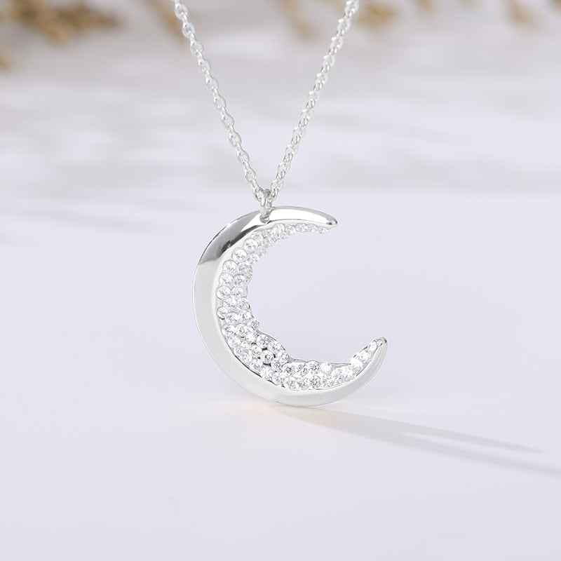 Crescent Moon Crystal Stones Necklace