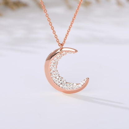 Crescent Moon Crystal Stones Necklace