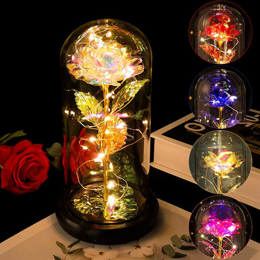 Enchanted Rose Fairy Lights In Glass