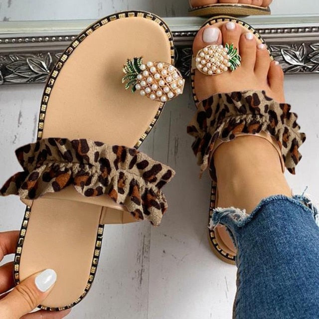 Pineapple Pearl Flat Toe Bohemian Casual Beach Sandals