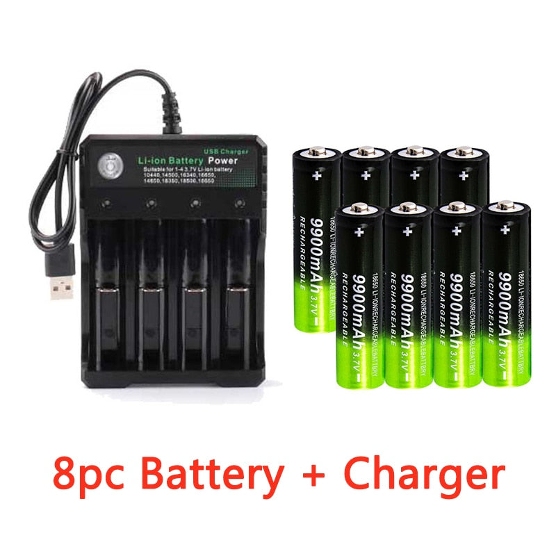 Rechargeable Batteries With USB Charger Option - GTF 3.7V 18650 9900mAh