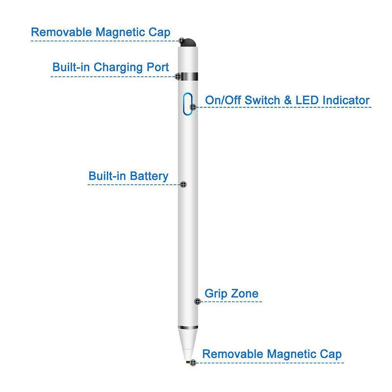 Digital Stylus Pen for Android, iOS, iPad, iPhone and Most Tablets - Rechargeable