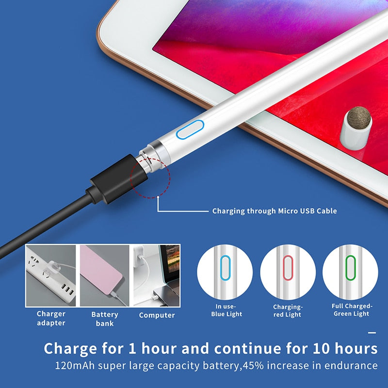 Digital Stylus Pen for Android, iOS, iPad, iPhone and Most Tablets - Rechargeable