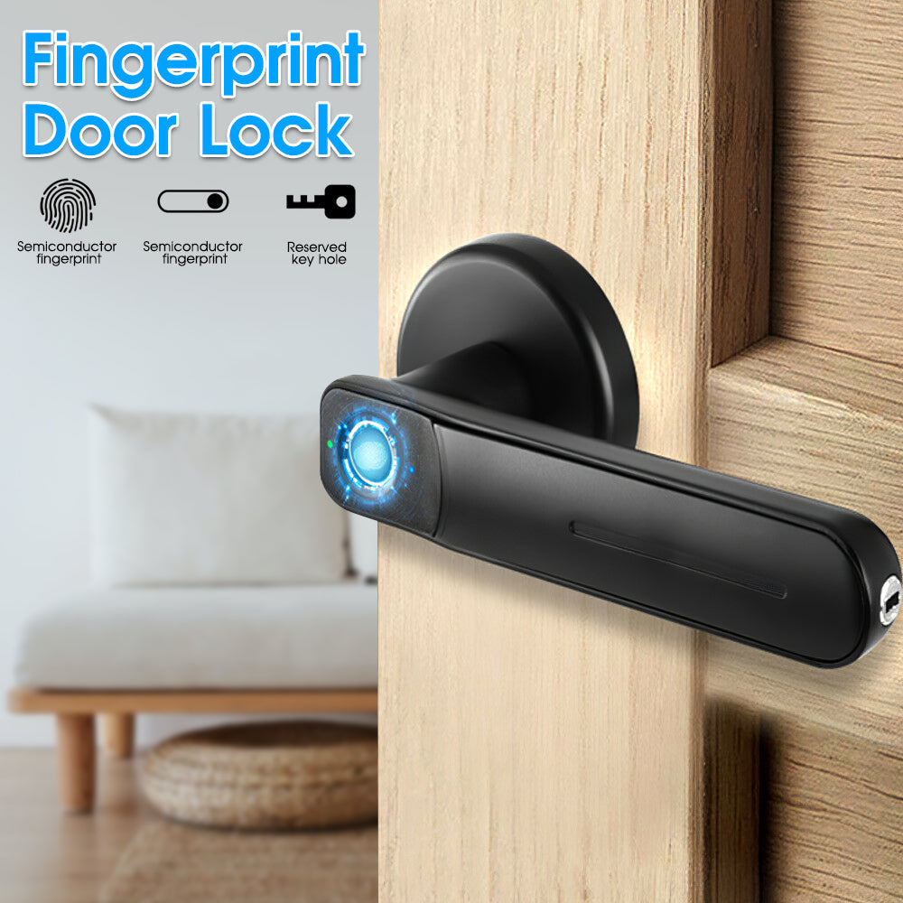 Biometric Door Lock Handle - Use for Apt /Office/Airbnb/Bedroom/Mancave/Etc.