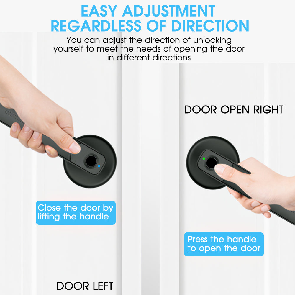 Biometric Door Lock Handle - Use for Apt /Office/Airbnb/Bedroom/Mancave/Etc.