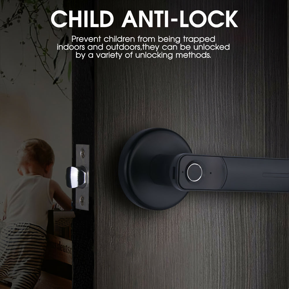 Biometric Door Lock Handle - Use for Apt /Office/Airbnb/Bedroom/Mancave/Etc.