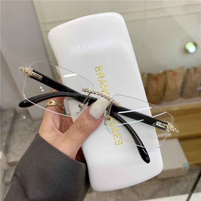 Rimless Vintage Diamond Sun Glasses UV400