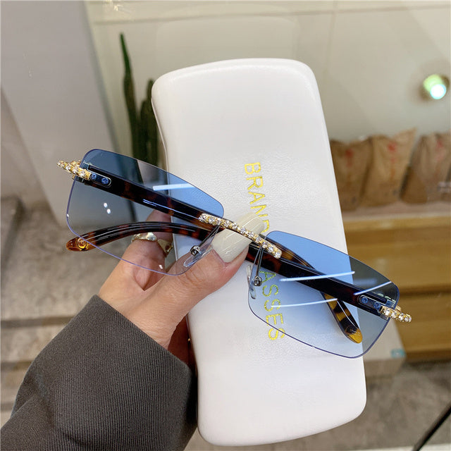 Rimless Vintage Diamond Sun Glasses UV400