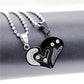 Stainless Steel Black Heart Love Necklace Pendant for Couples