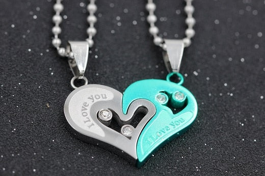 Stainless Steel Black Heart Love Necklace Pendant for Couples